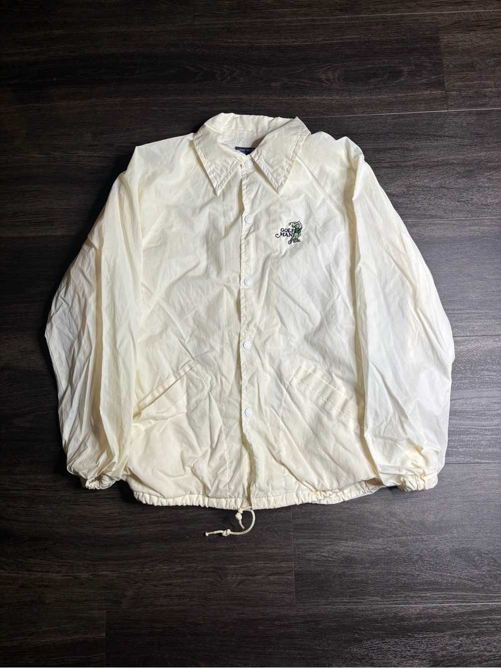 Vintage Y2K Golf Man Cream White Windbreaker Jacket Size M